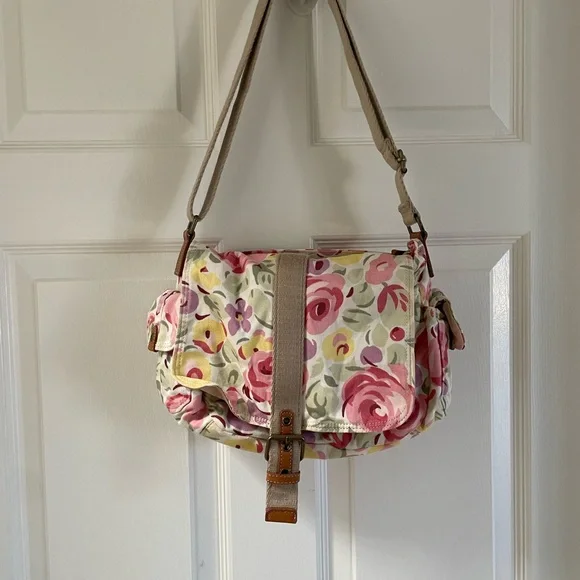 Fossil | Classic Floral Canvas Crossbody Shoulder Bag. Adjustable Straps. Pink - Picture 12 of 12